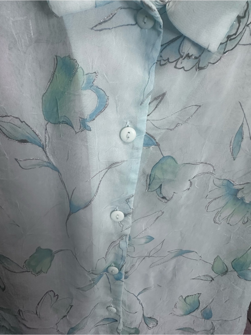 Blair Boutique Women's Light Blue Floral Button-Down Shirt - Picture 8 of 8
